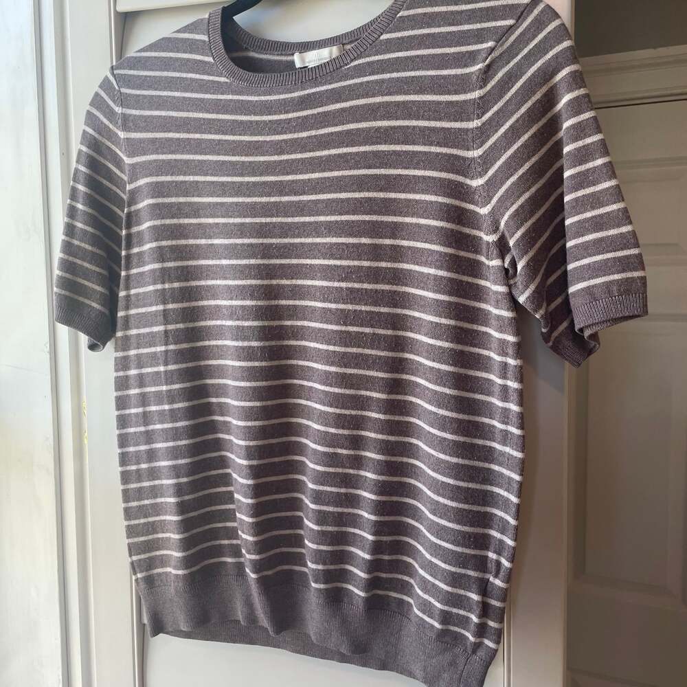 H&M Womens Brown Striped Acrylic Blend Sweater Shirt SzL